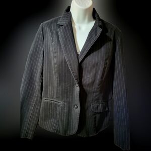 Old Navy Women's  Blazer Black With White Stripes Medium cotton lined